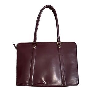 VTG Laptop Portfolio Bag Burgundy Full Grain Leather Briefcase Made In Romania